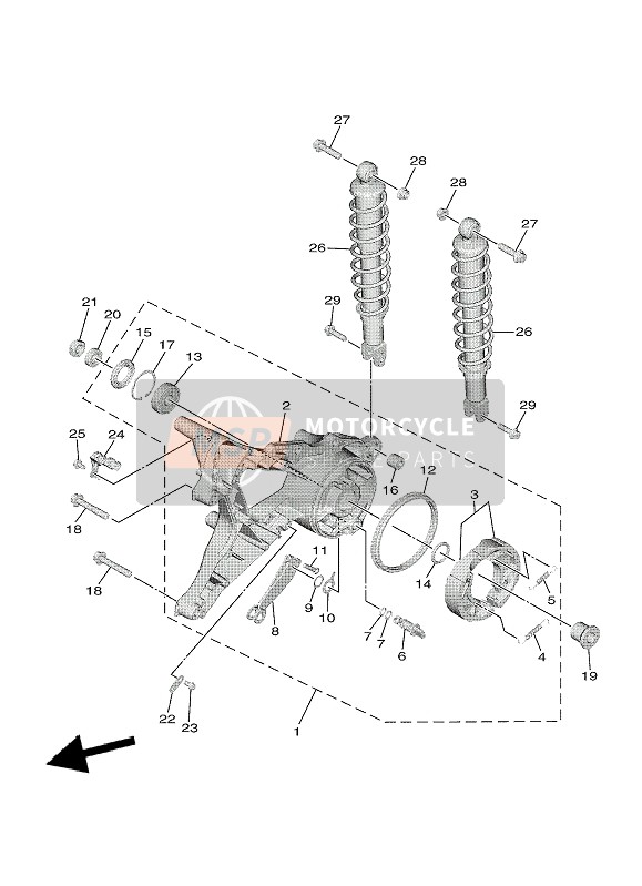 Yamaha TRICITY 300 2021 Achterarm & Suspensie voor een 2021 Yamaha TRICITY 300